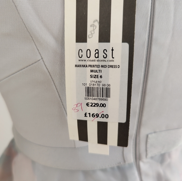 Coast Multi Vinca Printed Overlay Midi Dress Size 6 Wedding £169 - Picture 10 of 16